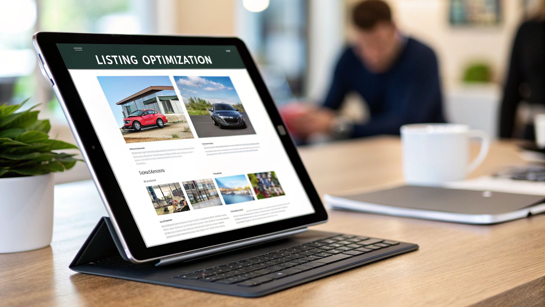 Amazon SEO Optimisation – Listing Optimisation for Higher Rankings Amazon SEO Optimisation for product listing improvements displayed on a tablet