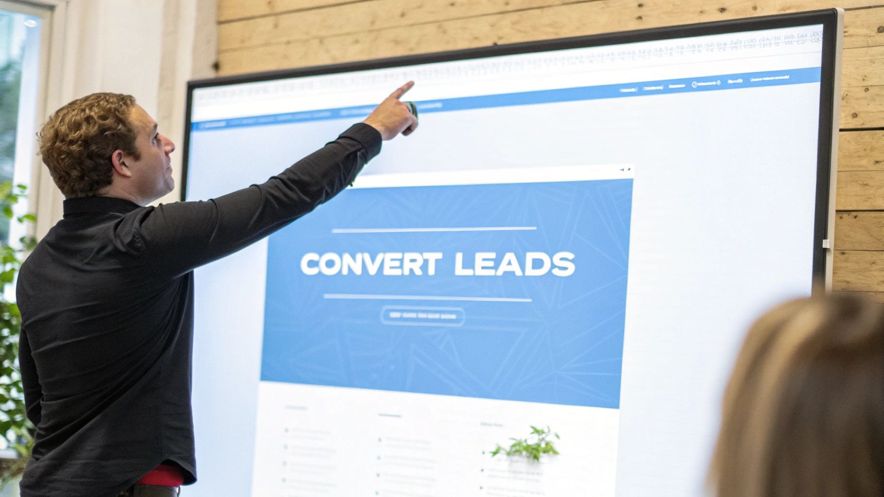 Lead Conversion in B2B PPC Advertising Strategy Marketer presenting lead conversion tactics as part of a B2B PPC Advertising Strategy.