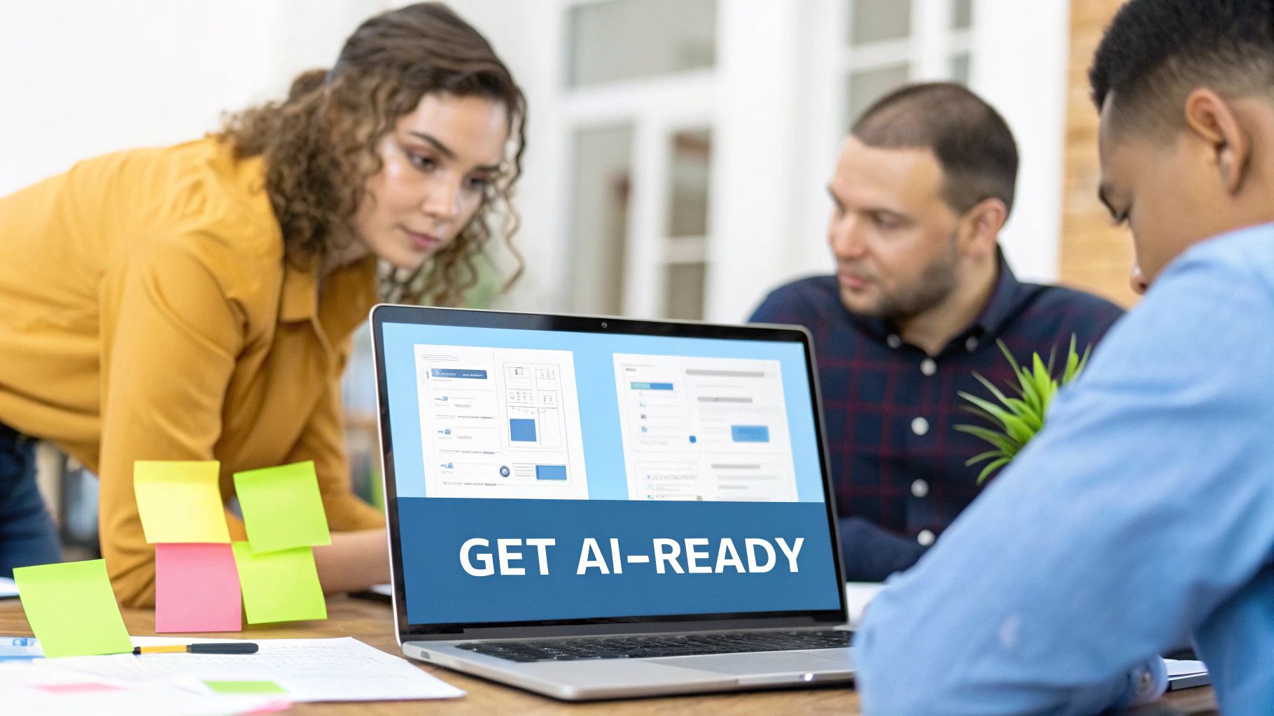 Preparing Teams for OpenAI Ads Integration Marketing team preparing AI-ready strategies for OpenAI Ads on a laptop