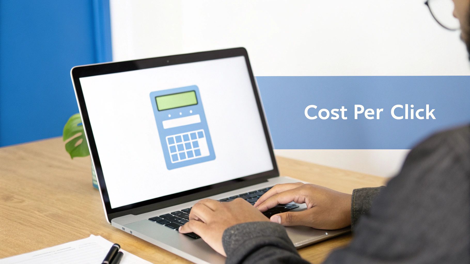 Cost Per Click Calculator for PPC Performance Tracking Cost Per Click Calculator displayed on laptop screen for accurate PPC spend analysis