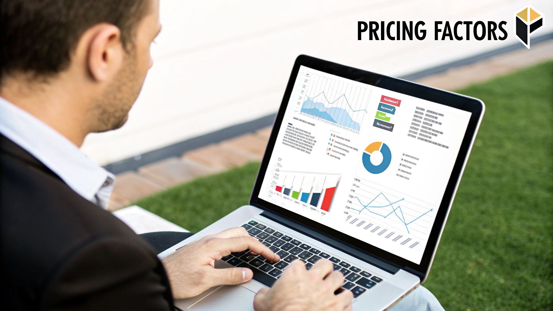 Google Ads Management Pricing Factors and Analytics Man reviewing analytics and charts on laptop related to Google Ads Management Pricing factors