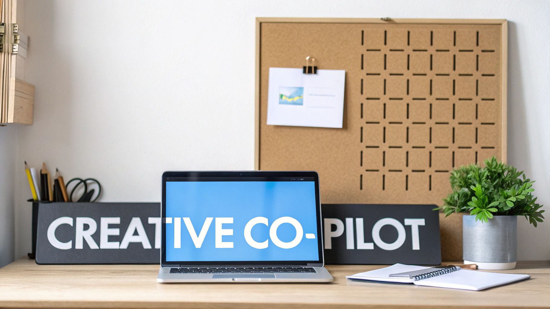 OpenAI Ad Solutions Creative Co-Pilot Workspace OpenAI ad solutions creative workspace showing AI-powered advertising planning on a laptop