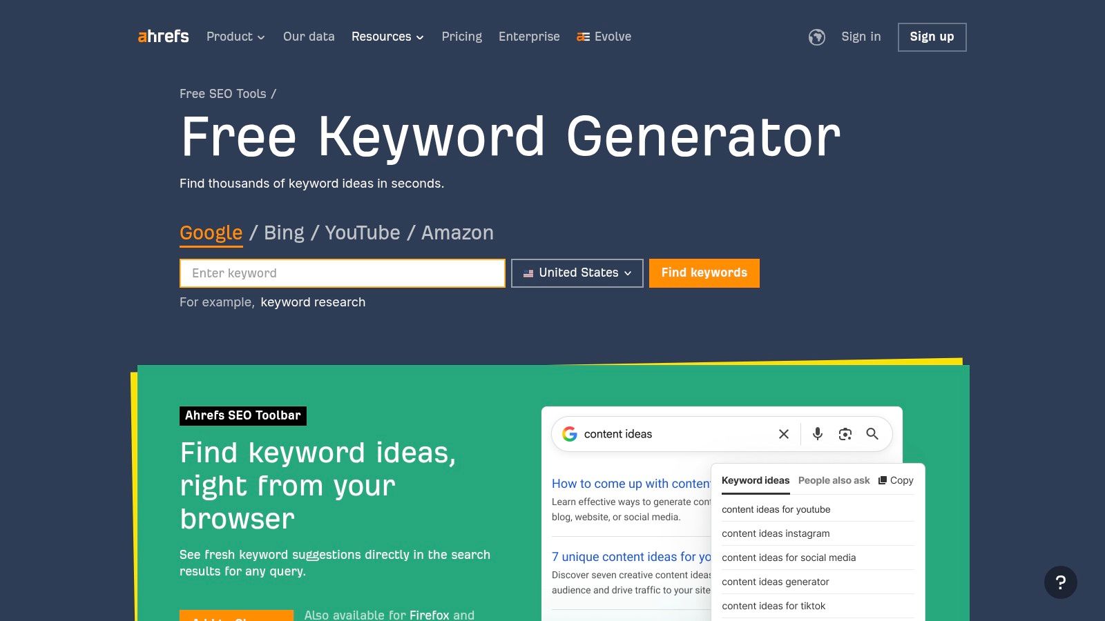 Ahrefs Free Keyword Generator