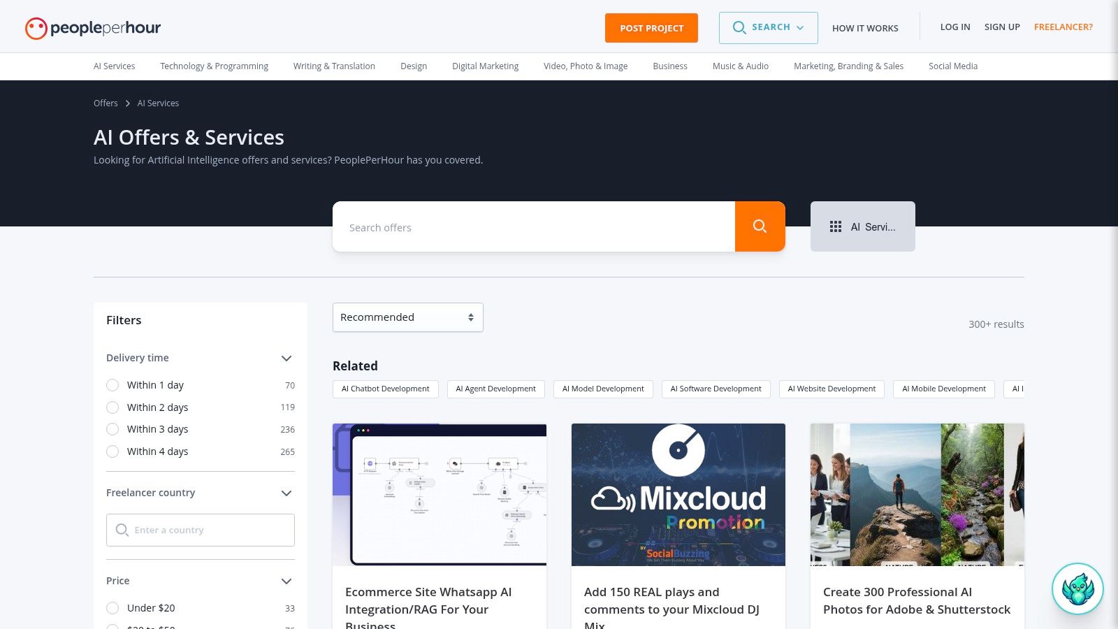 Best ChatGPT Advertising Agency Finds AI Expertise on PeoplePerHour. PeoplePerHour AI service listings for projects by the Best ChatGPT Advertising Agency.