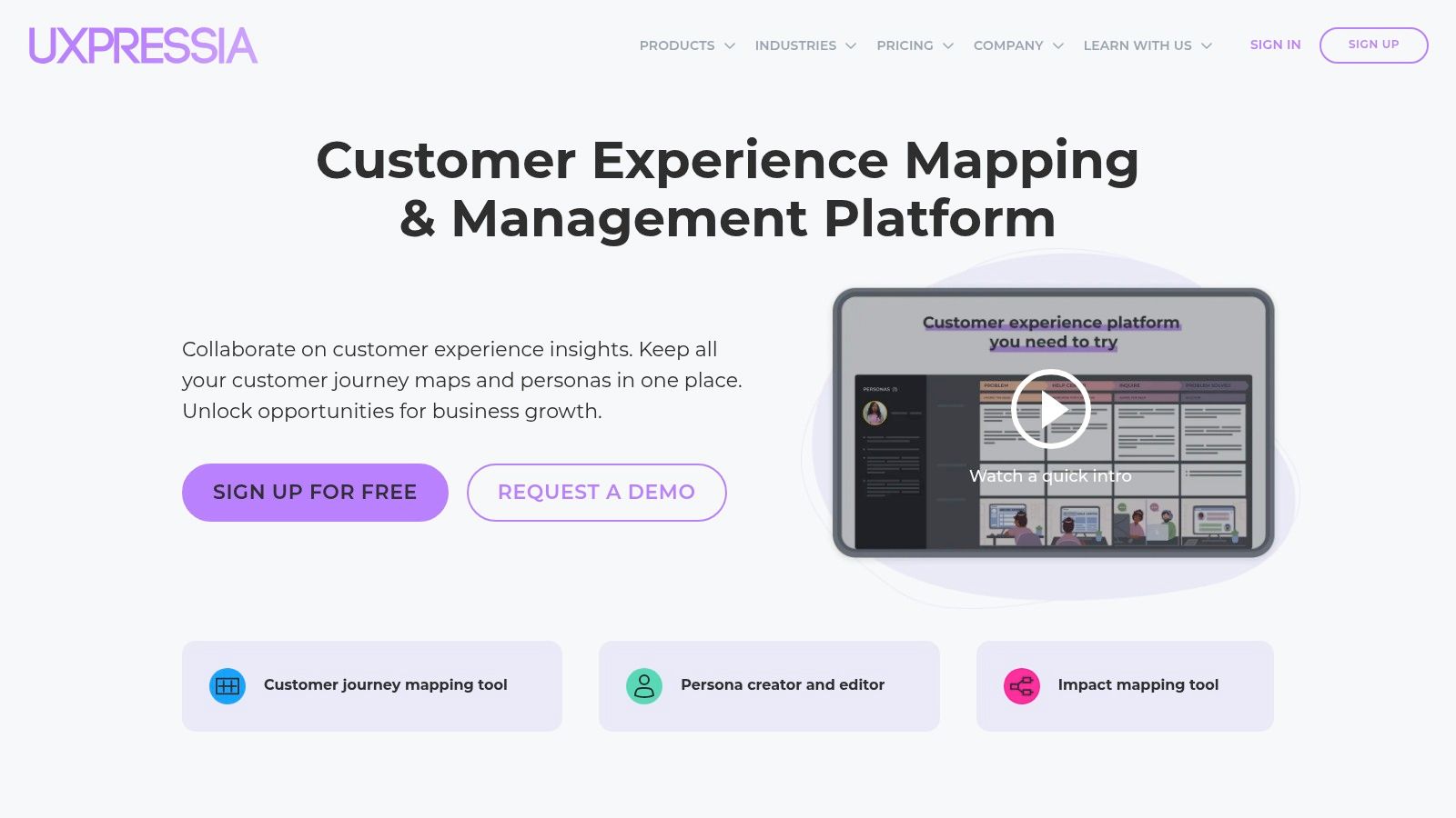 UXPressia – Collaborative Customer Journey Mapping Tool UXPressia customer journey mapping and persona creation platform interface.