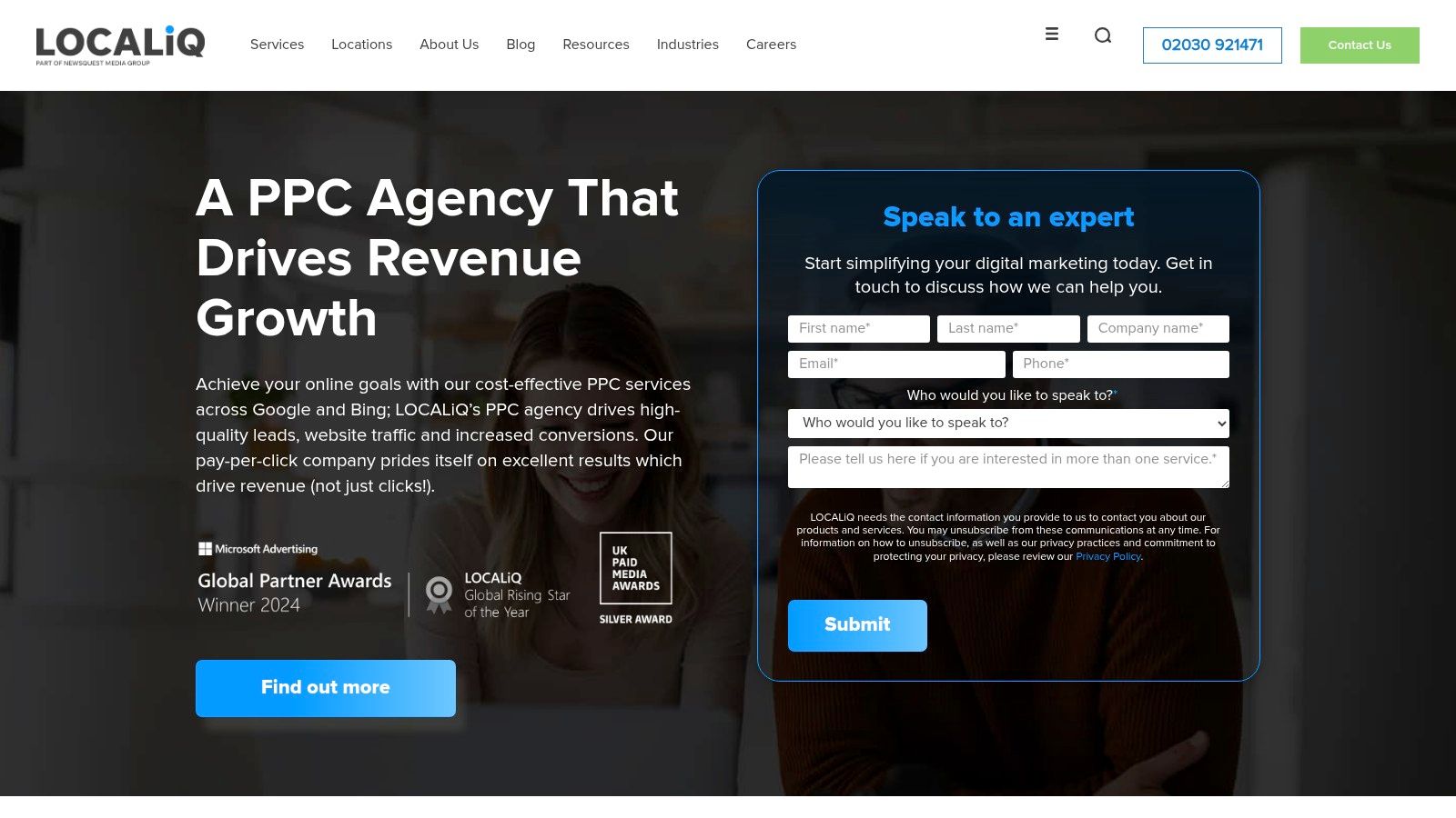 LocaliQ – Revenue-Driven PPC Campaigns for UK Businesses LocaliQ PPC agency homepage, recognised among the Best PPC Management Services in the UK