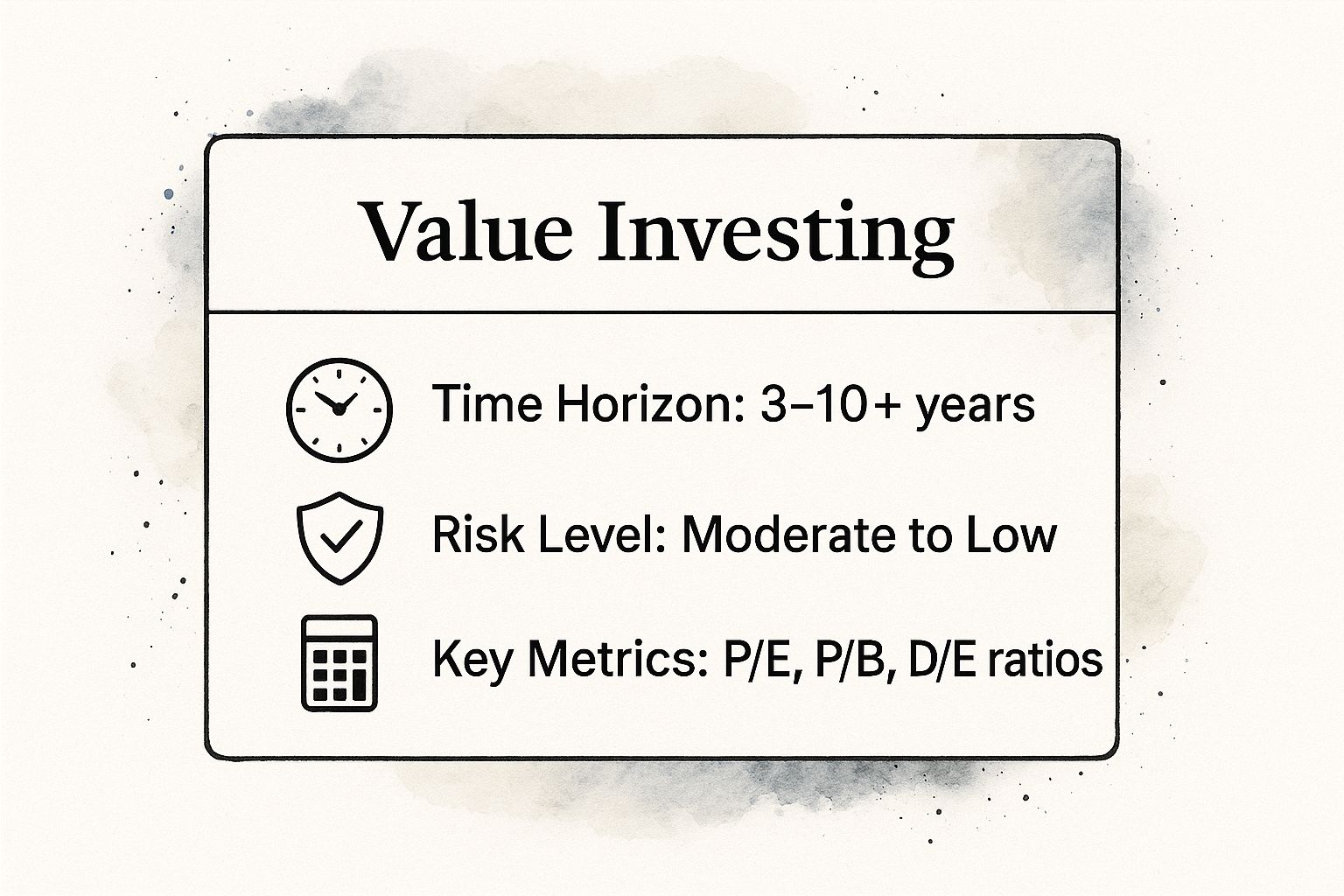 Infographic showing key data about Value Investing