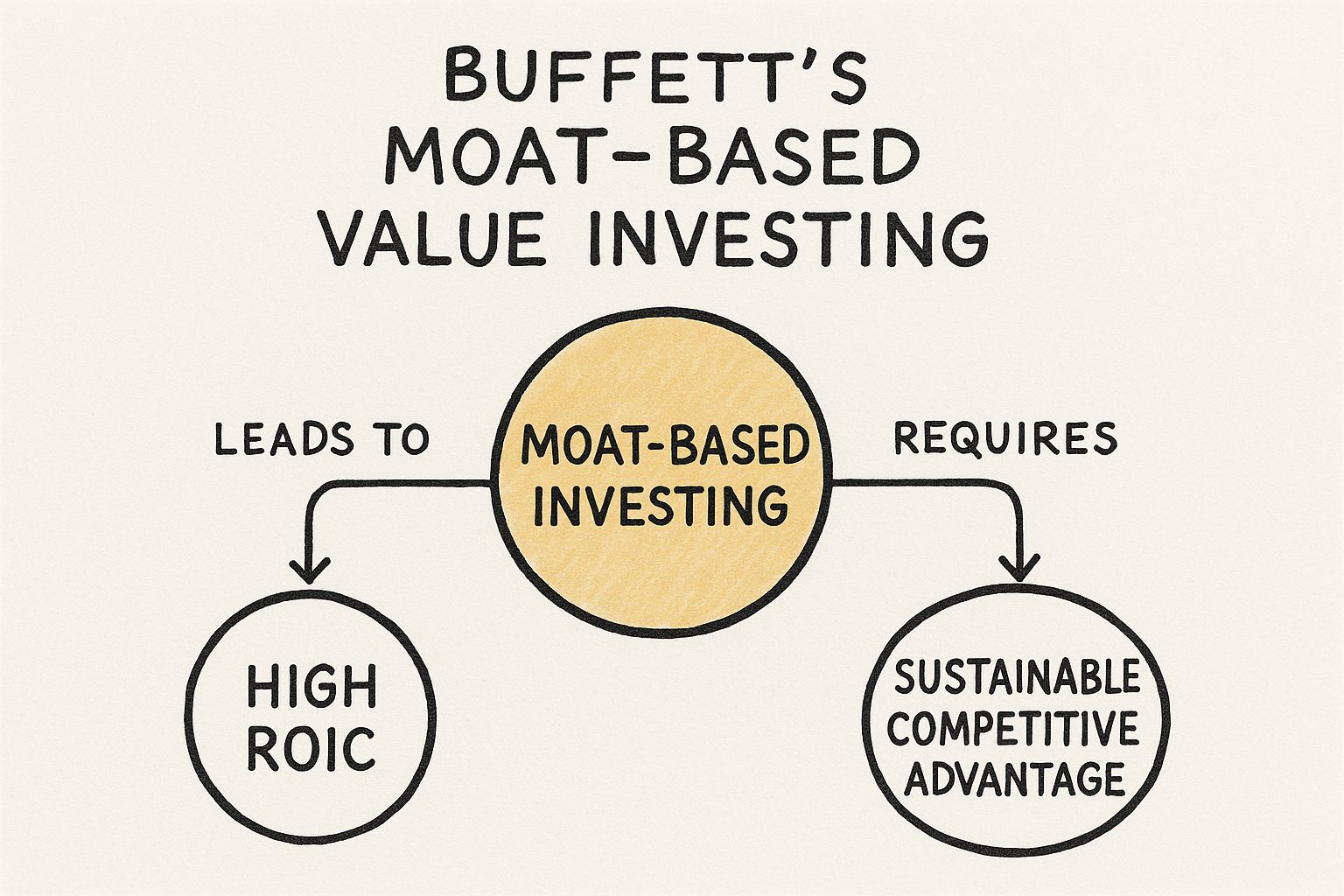 Infographic showing key data about Buffett's Moat-Based Value Investing
