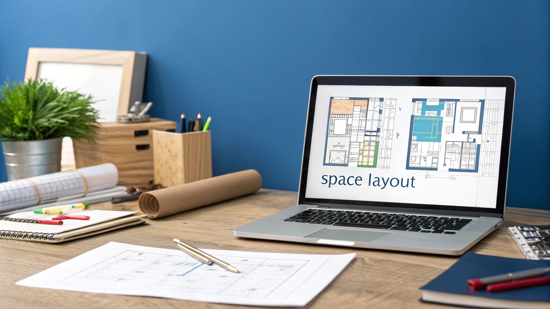 Architects reviewing blueprints for a self-storage facility