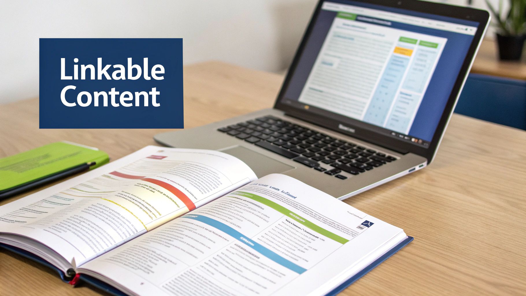 A person typing on a laptop, symbolising the creation of valuable, link-worthy content.