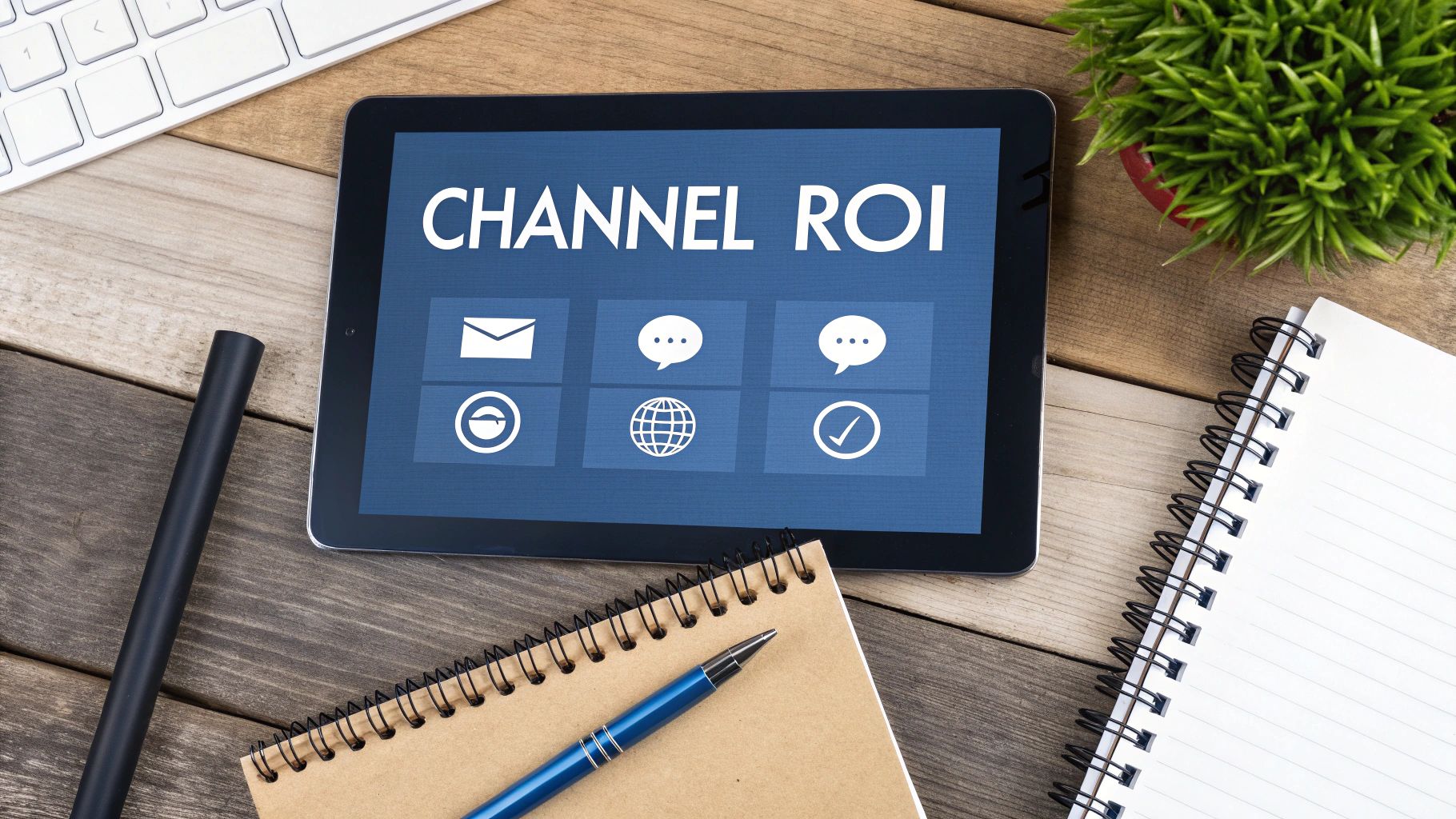 A visual representation of different marketing channels with charts and graphs indicating performance measurement.