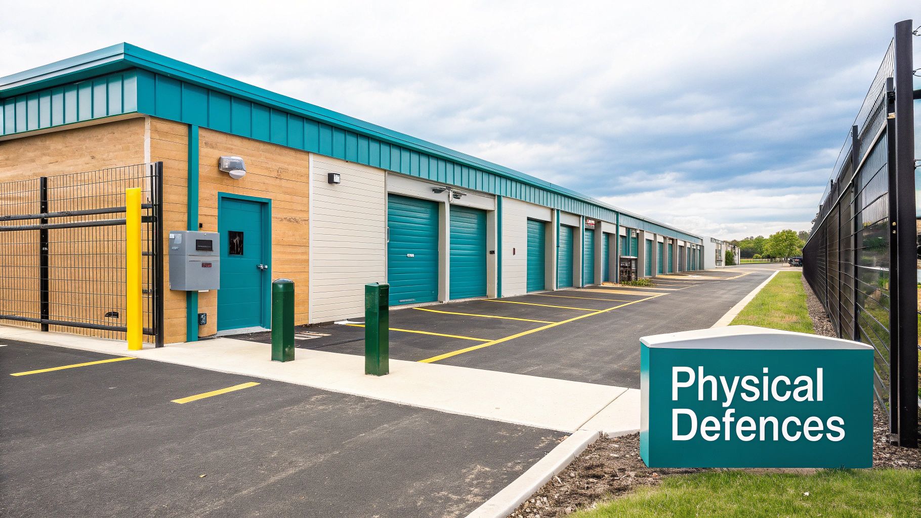 Security self storage gate with keypad access