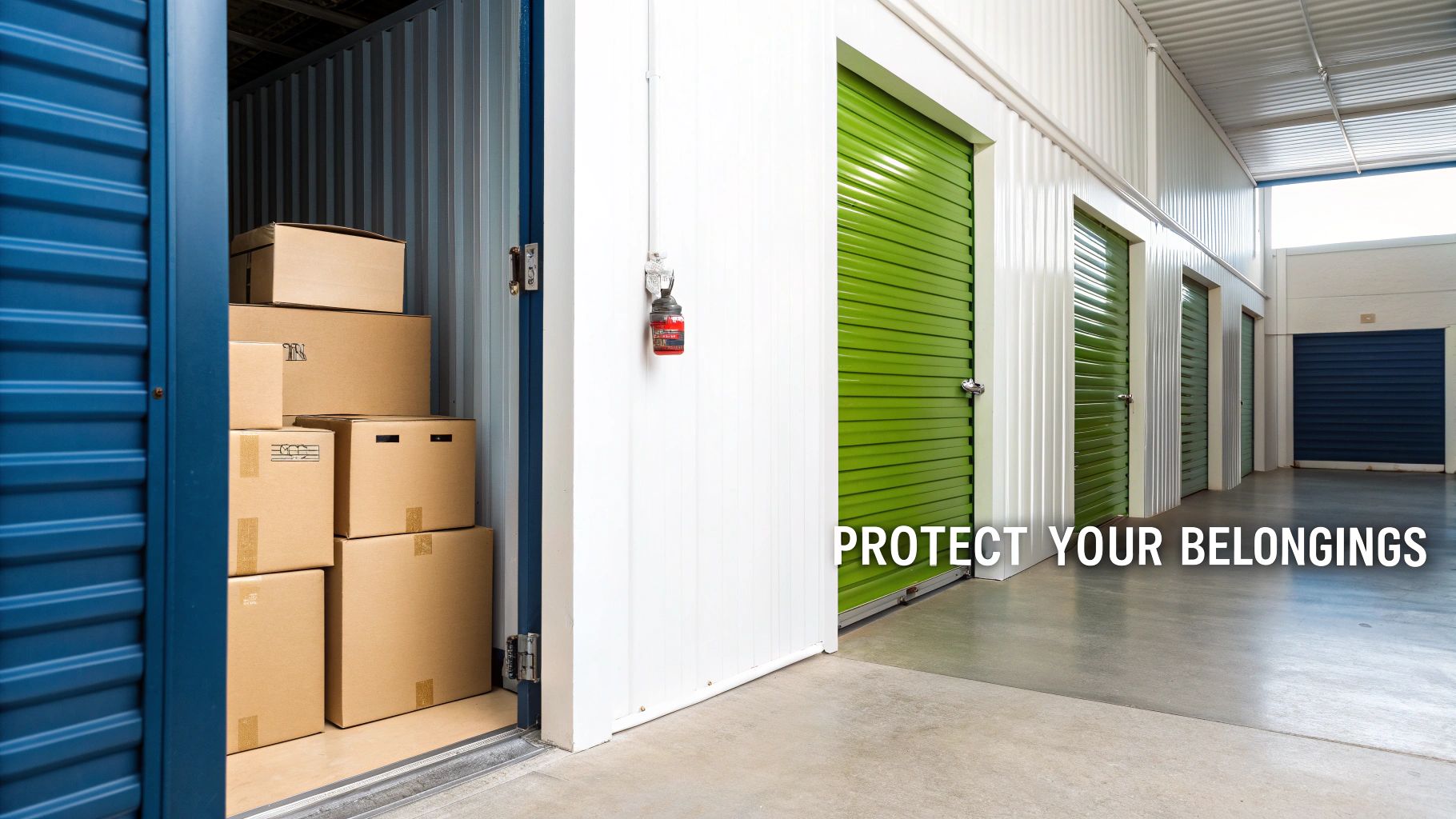 A person taking inventory of items in their storage unit, preparing for insurance.