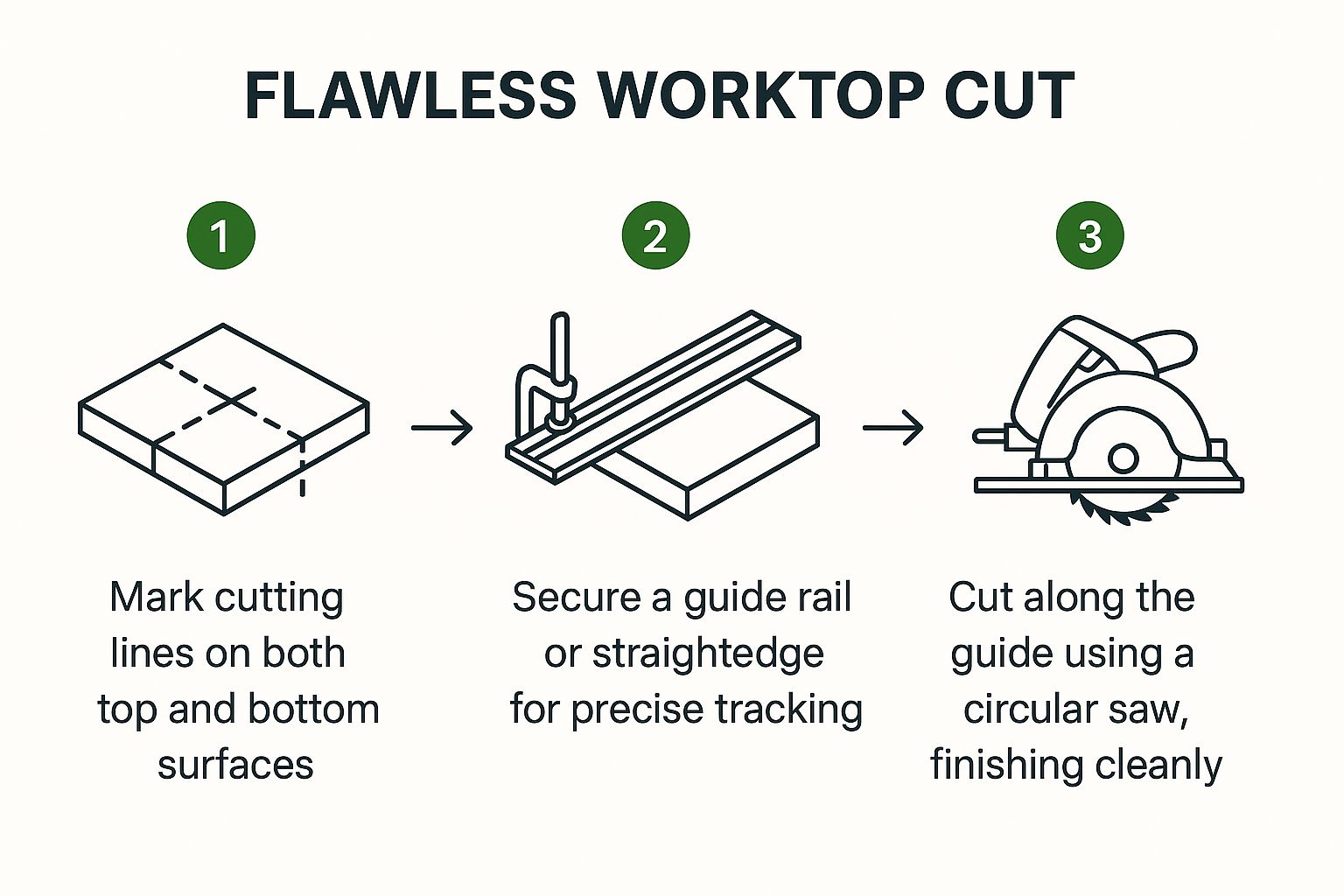 Infographic about cutting kitchen worktops