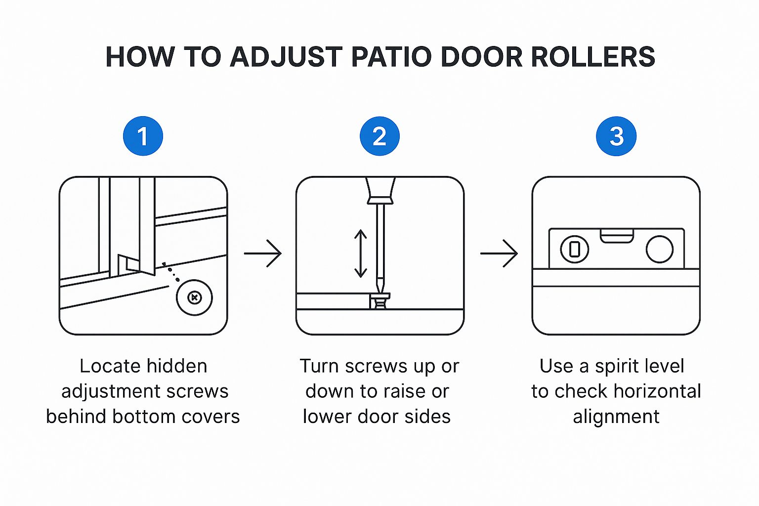 Infographic about adjusting patio door
