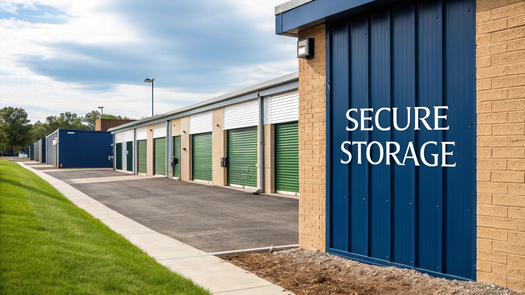 A person using a keycard to access a secure self-storage facility.