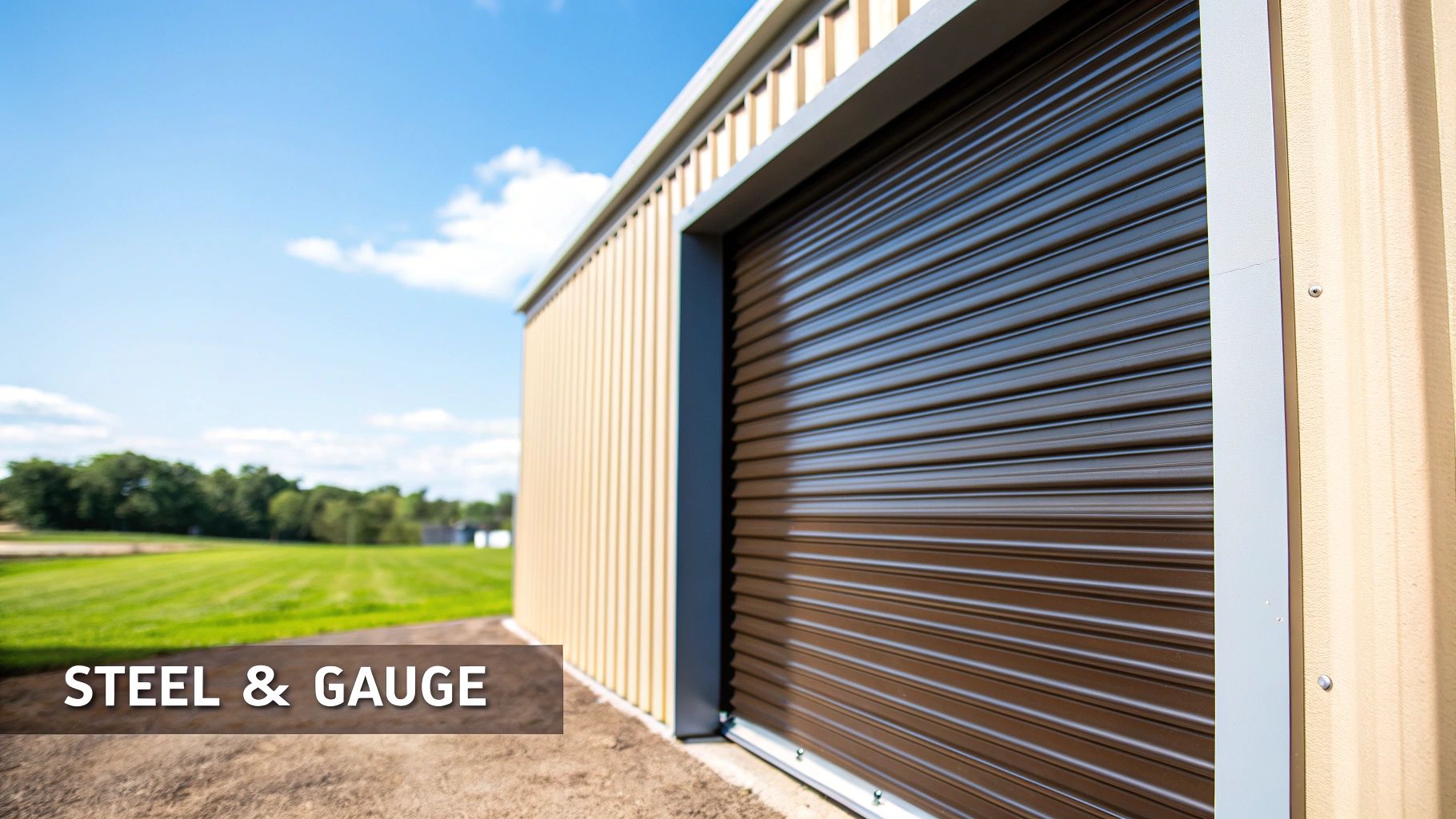 Close-up of a corrugated steel storage locker door