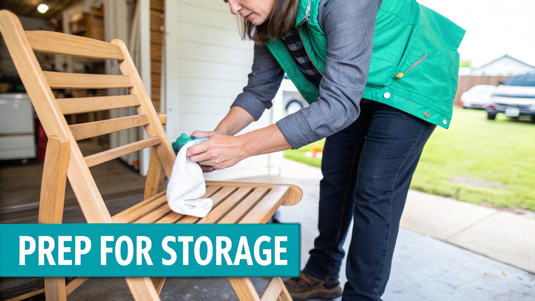 A neatly packed storage unit filled with protected furniture