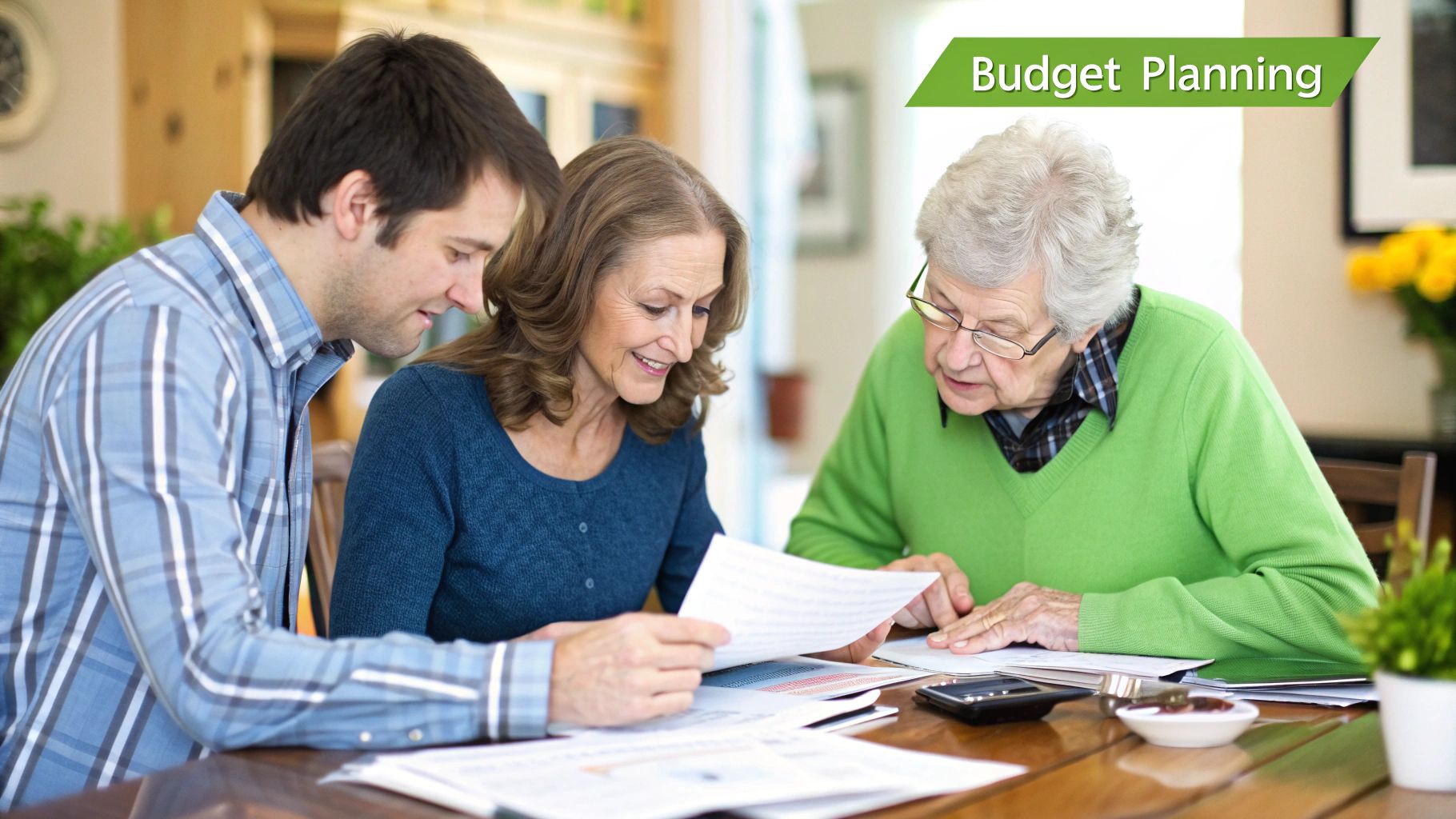 An older person's hands clasped over a younger person's, symbolising support and financial help.