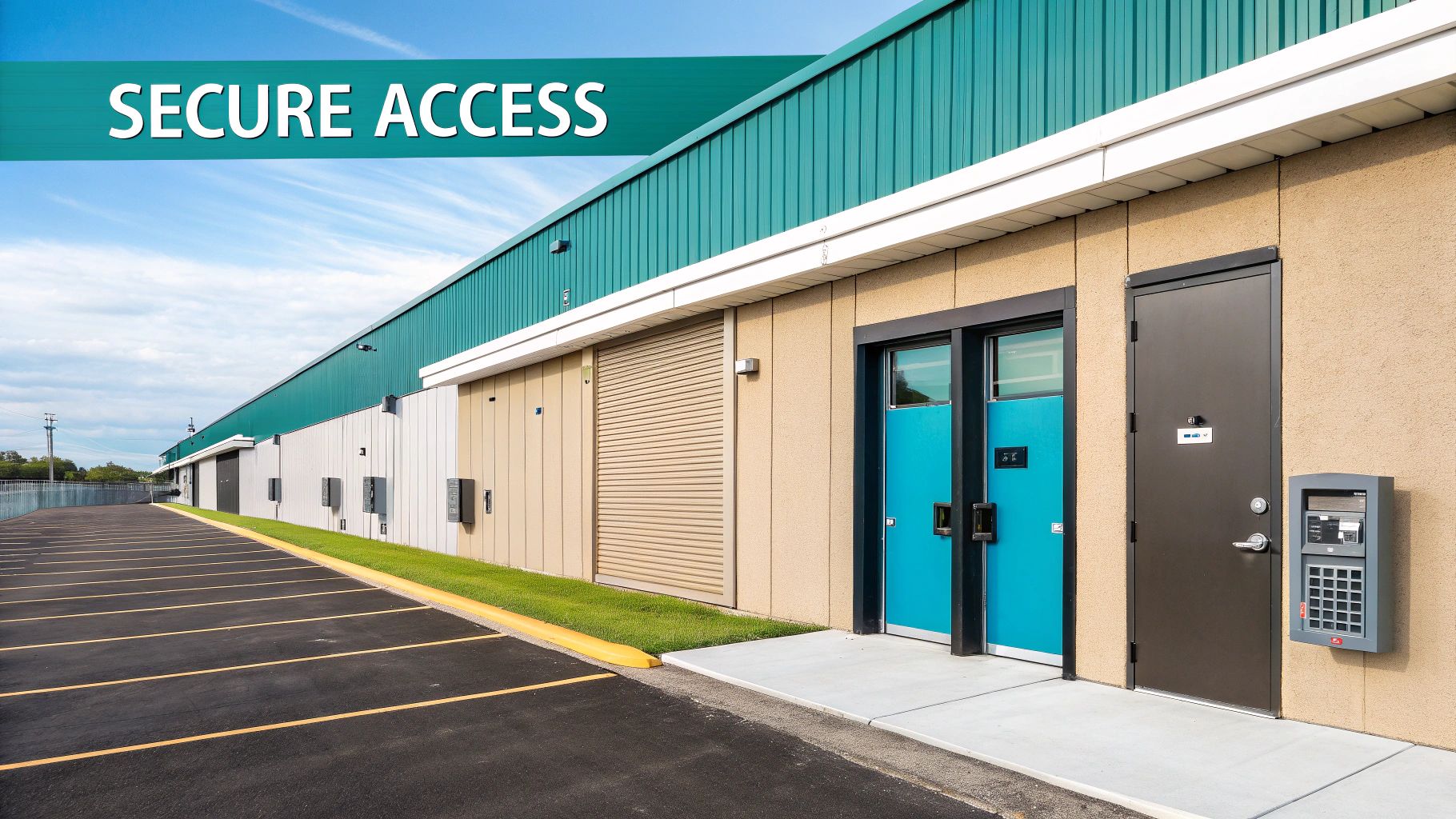 A person using a secure keypad to access a storage facility.
