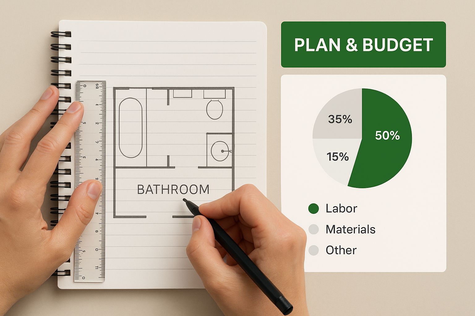 Infographic about bathroom renovation step by step