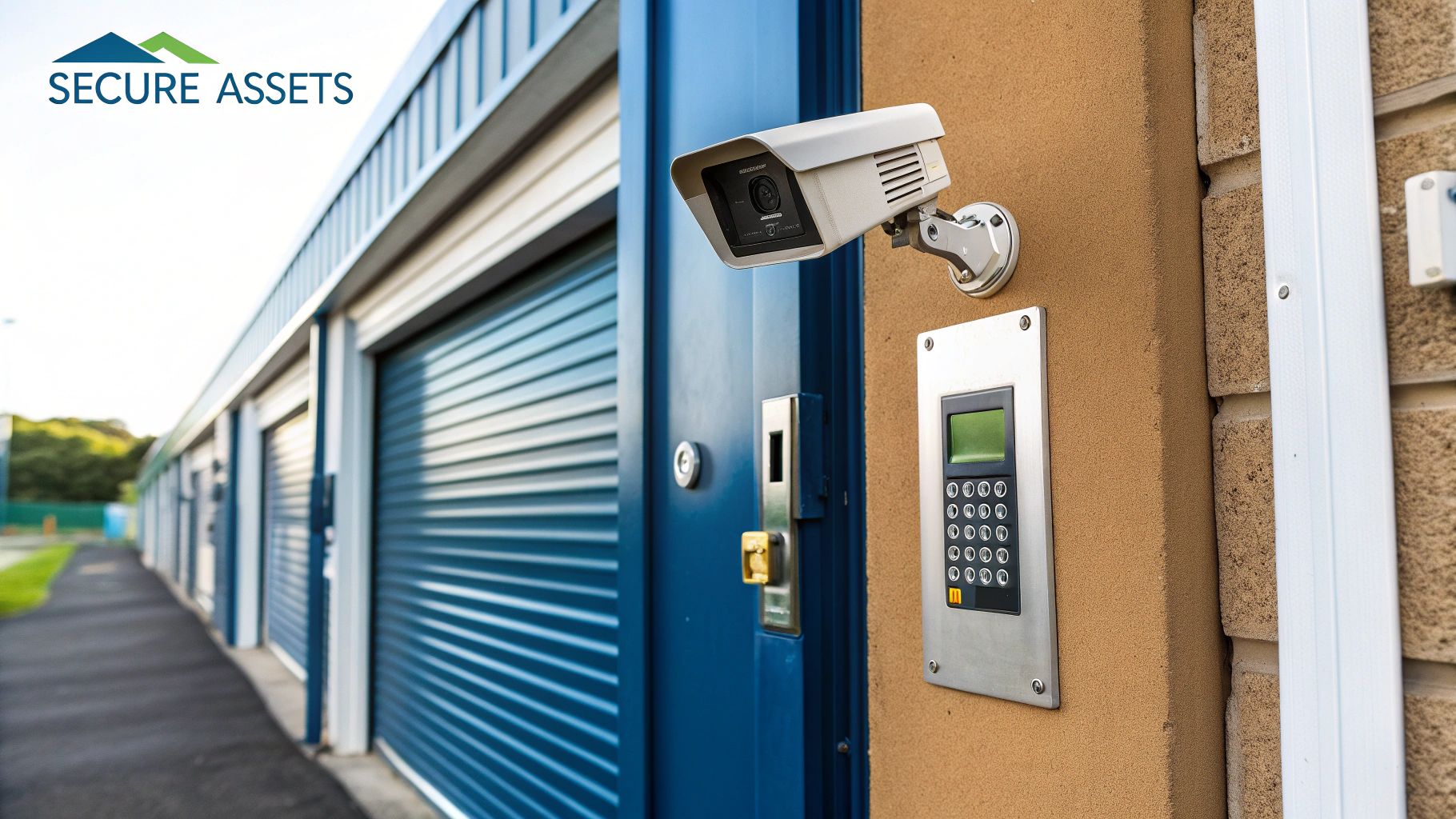 A secure storage facility with CCTV cameras and strong perimeter fencing.