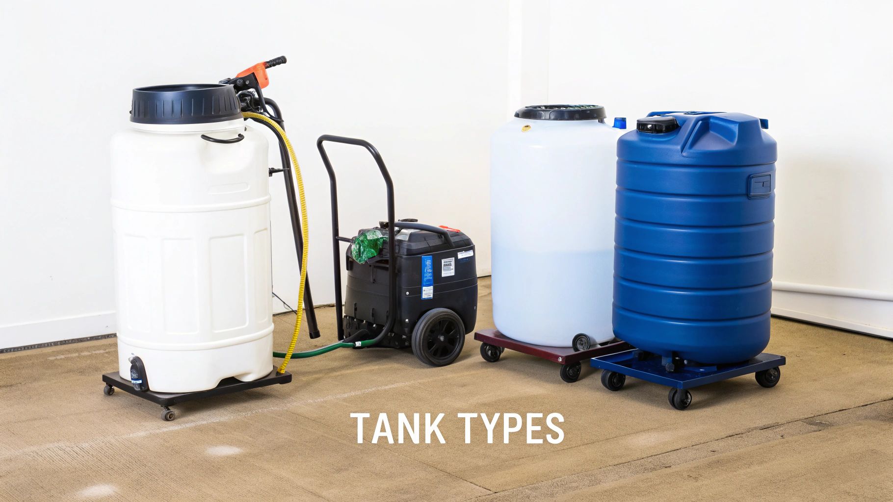A neatly organised van interior showing a professionally installed water tank system for window cleaning.