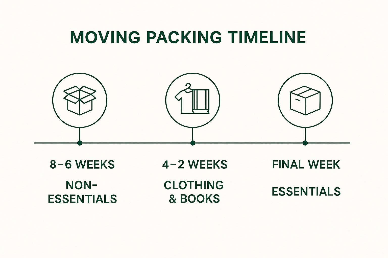Infographic showing key data about Start Packing Early with a Timeline System