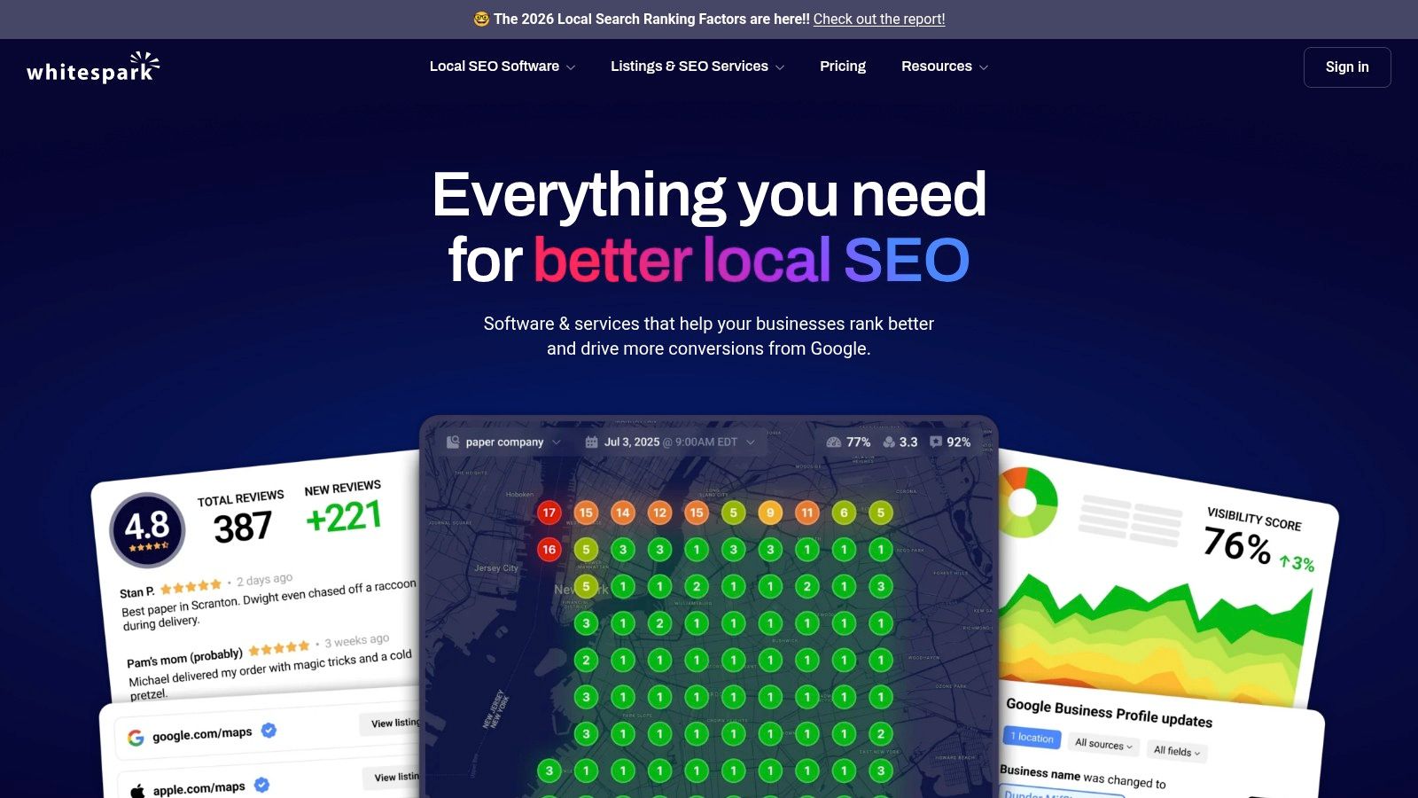 Whitespark local rank tracker interface