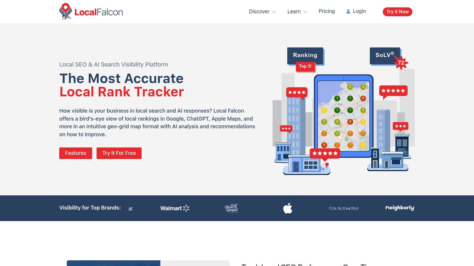 Local Falcon geo-grid rank tracking interface