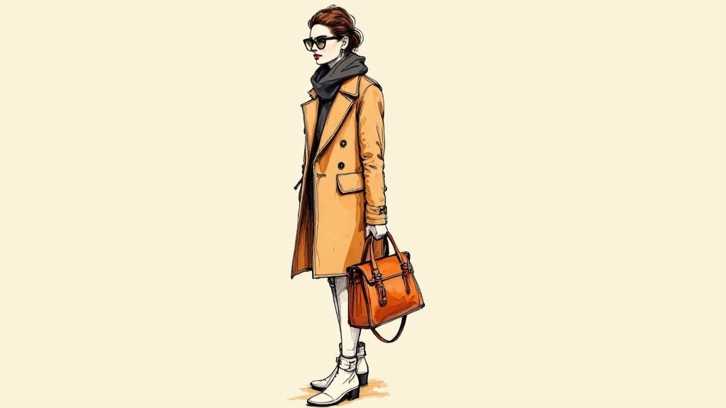 Woman in a stylish camel coat