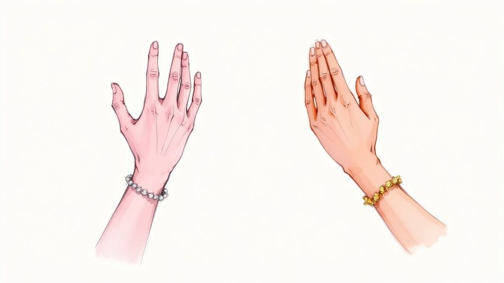 A collection of silver and gold jewelry pieces.