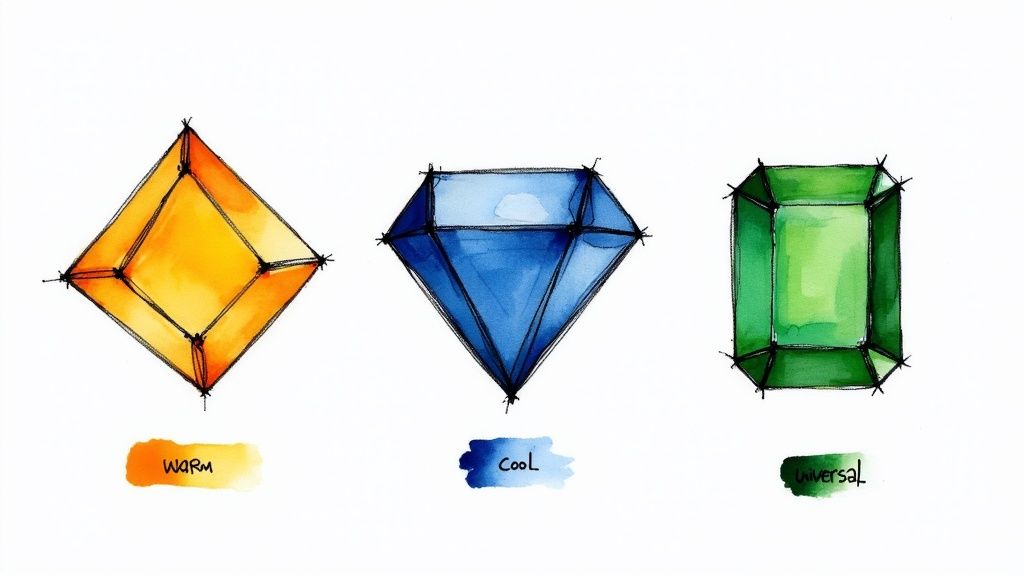 An array of colorful gemstones, including emeralds, sapphires, and rubies, arranged artfully.