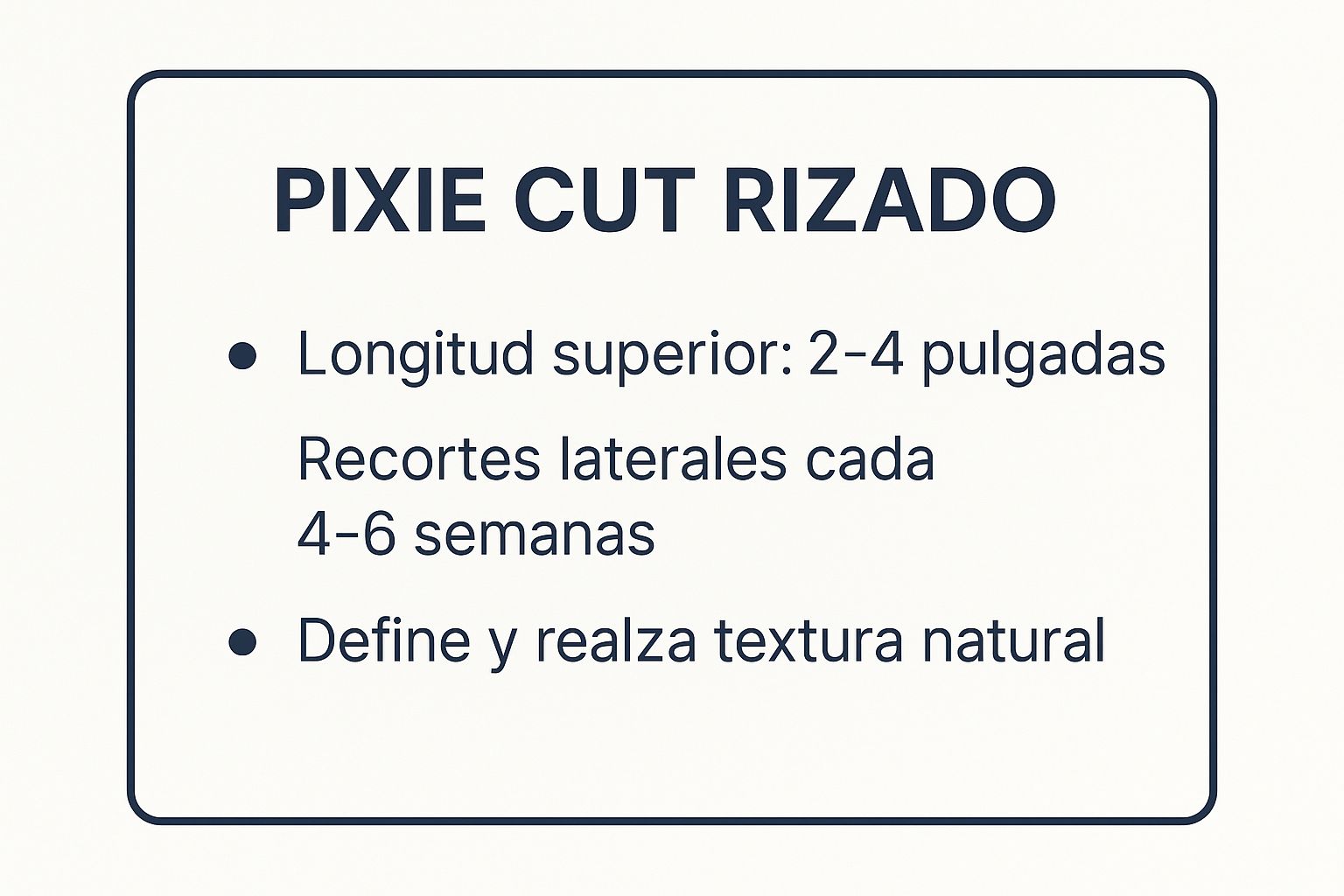 Infographic showing key data about Pixie Cut con Textura Rizada