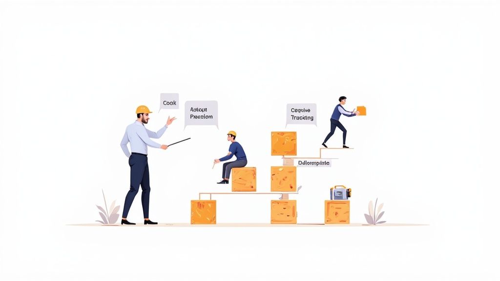 A group of marketing professionals collaborating around a table, symbolizing the work of an affiliate marketing agency.