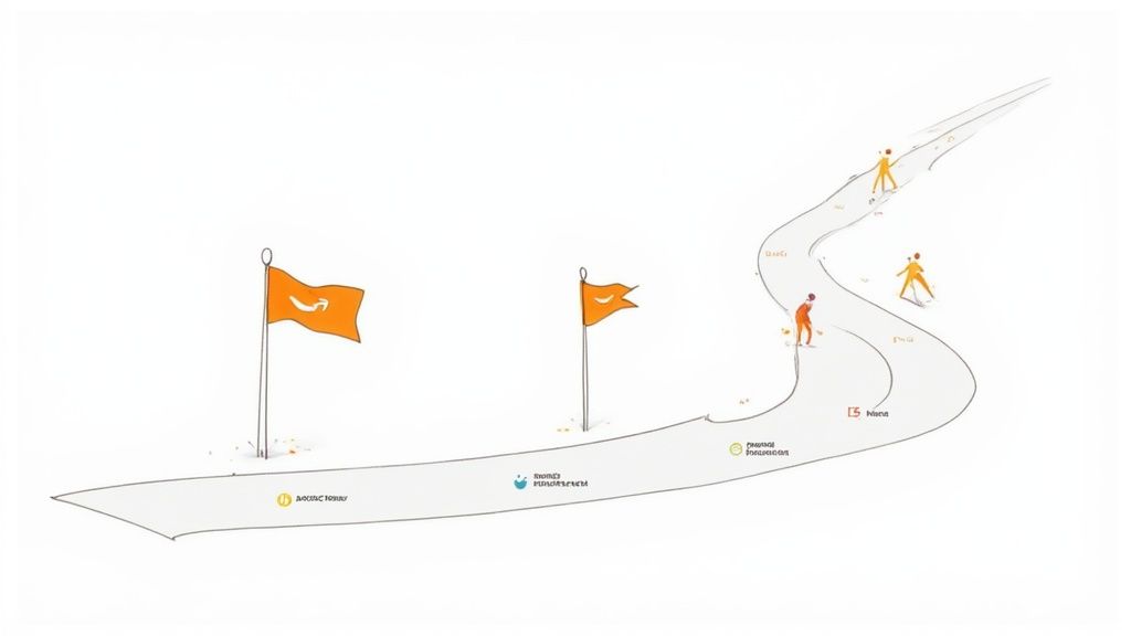 A person following a step-by-step guide on a laptop