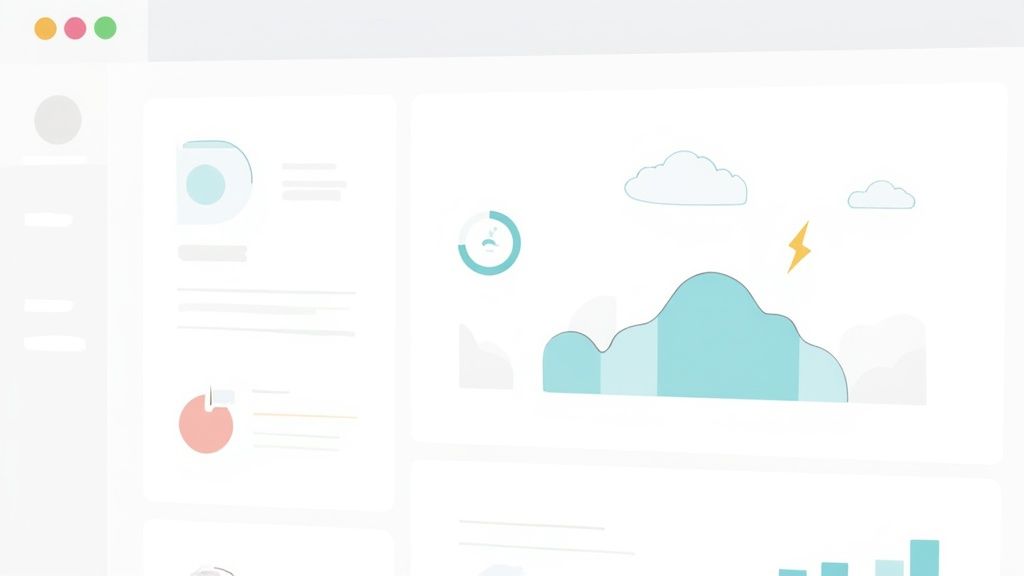 A person using a laptop with charts and data visualizations, representing a tech-driven platform.