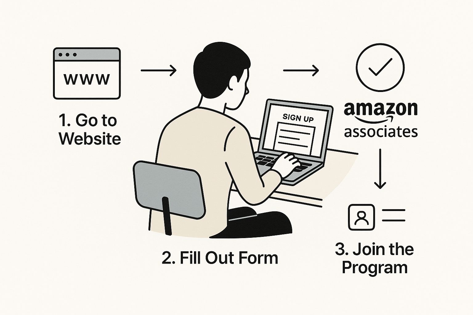 Infographic about how to become a amazon affiliate