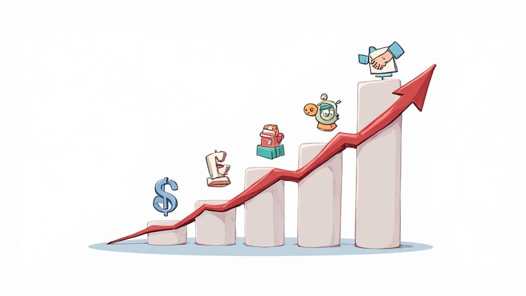 An organized desk with a laptop displaying charts, a notebook, and a cup of coffee, symbolizing affiliate marketing strategy and earnings maximization.