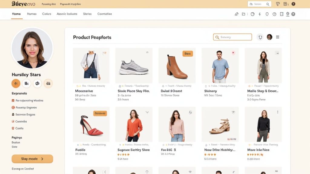 A person looking at a complex dashboard on a laptop, symbolizing professional creator management.