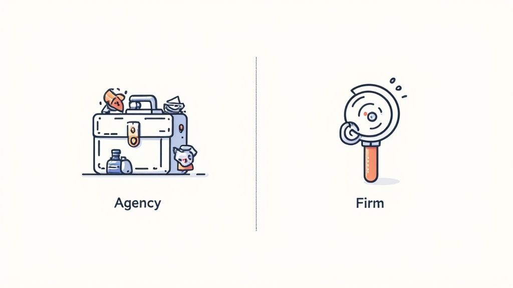 A professional business meeting where two teams discuss strategy around a table.