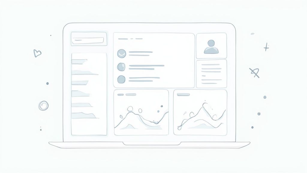 A person working on a laptop with a focused expression, representing strategic planning