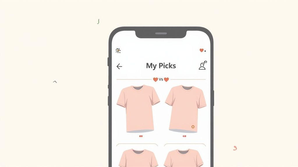 A person holding a phone showing the Amazon app, with product images and influencer recommendations visible.