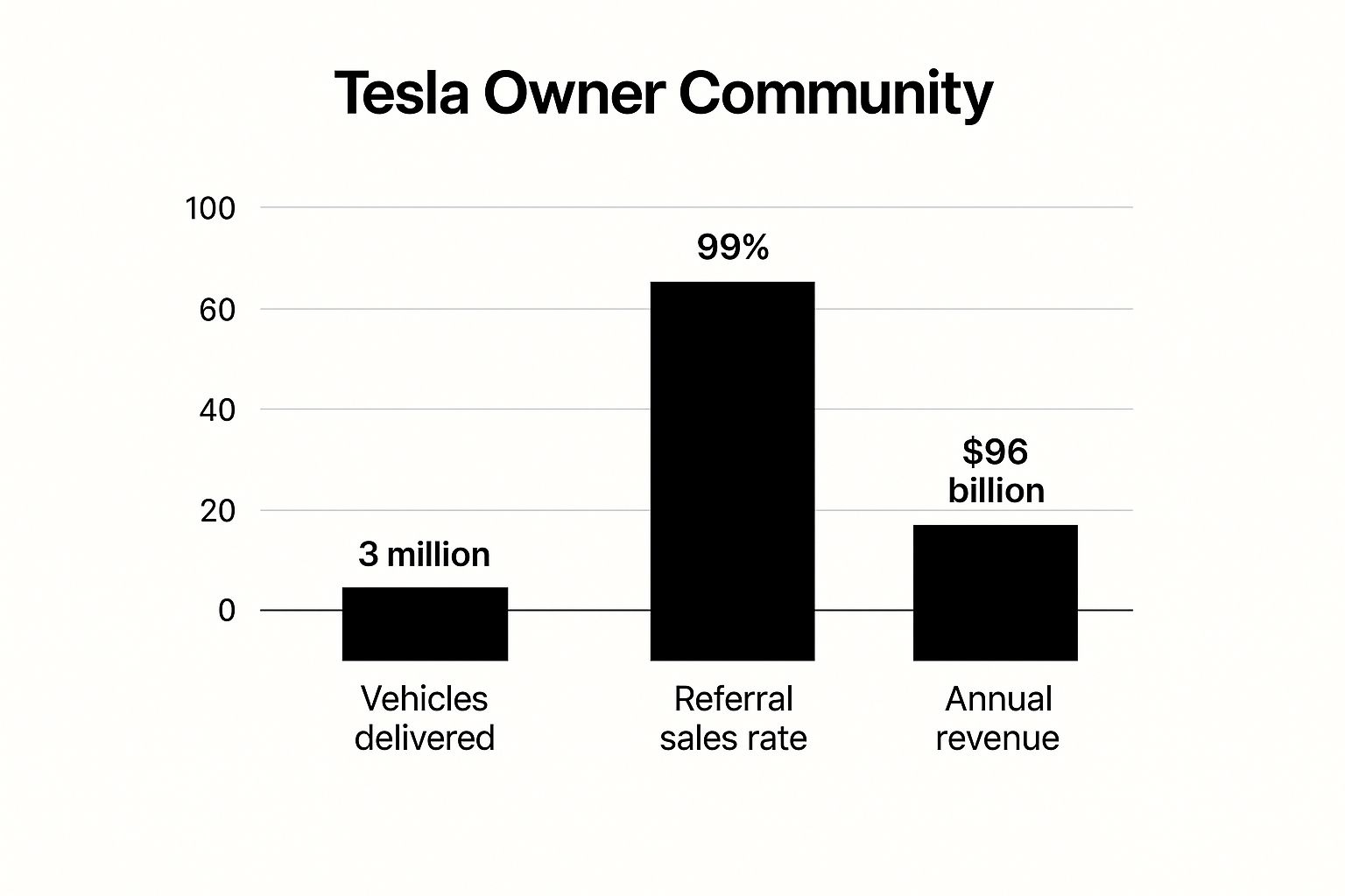 Infographic showing key data about Tesla Owner Community