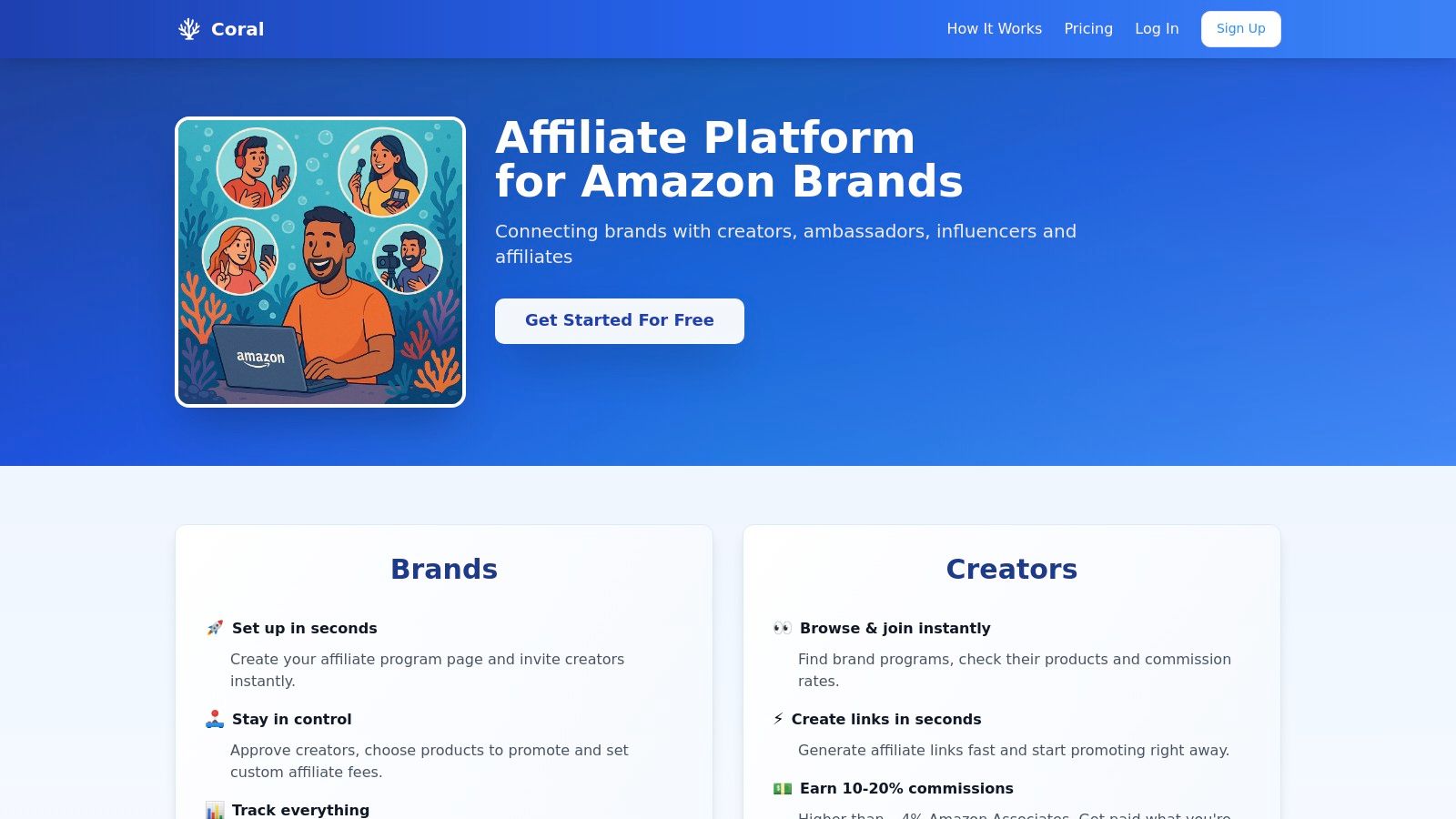 Coral affiliate management platform dashboard