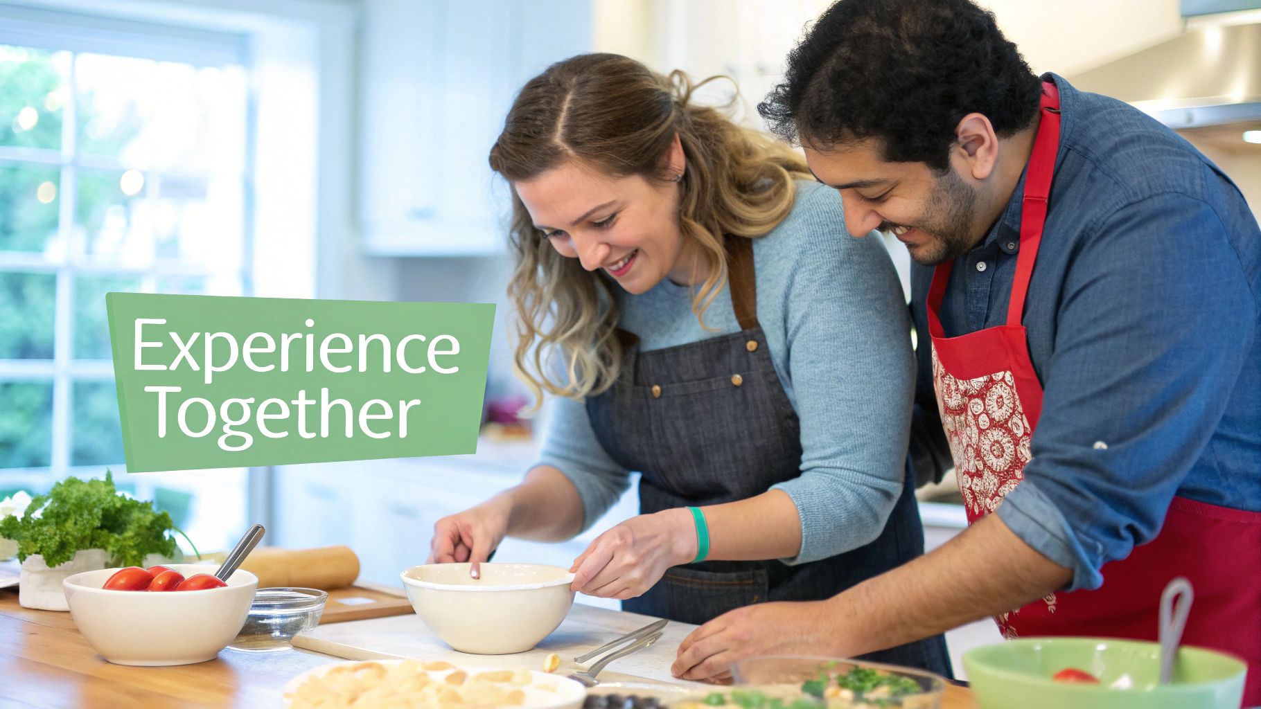 A couple enjoys a scenic view from the back of a classic car.