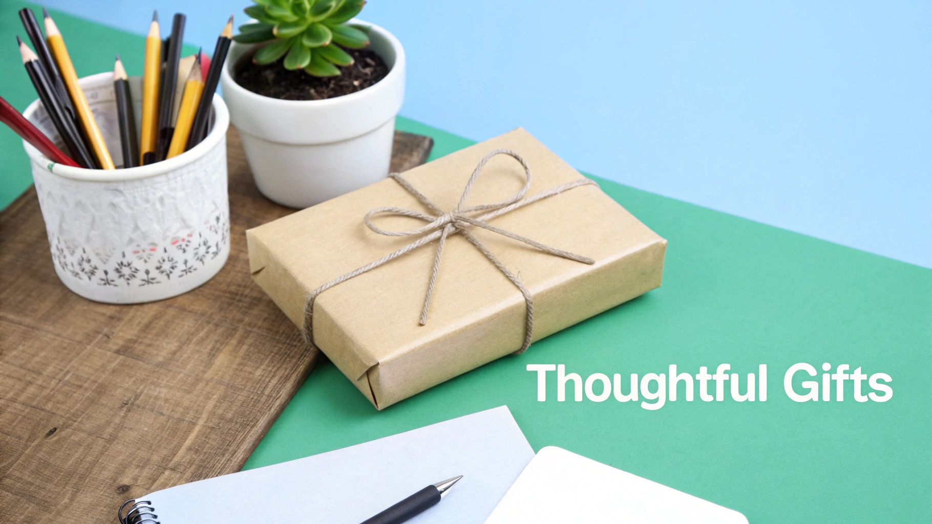 A teacher happily receiving a thoughtfully wrapped gift box from a student in a classroom.