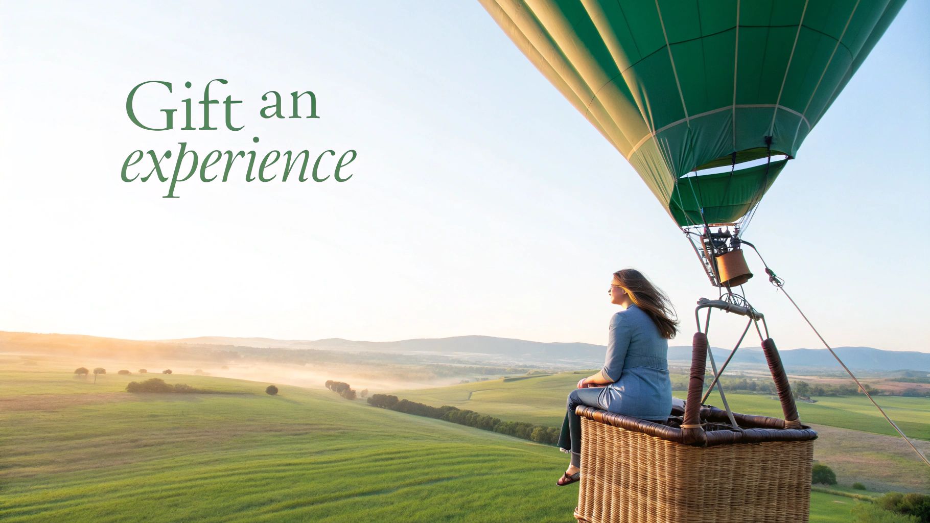 Woman enjoying a scenic view from a hot air balloon