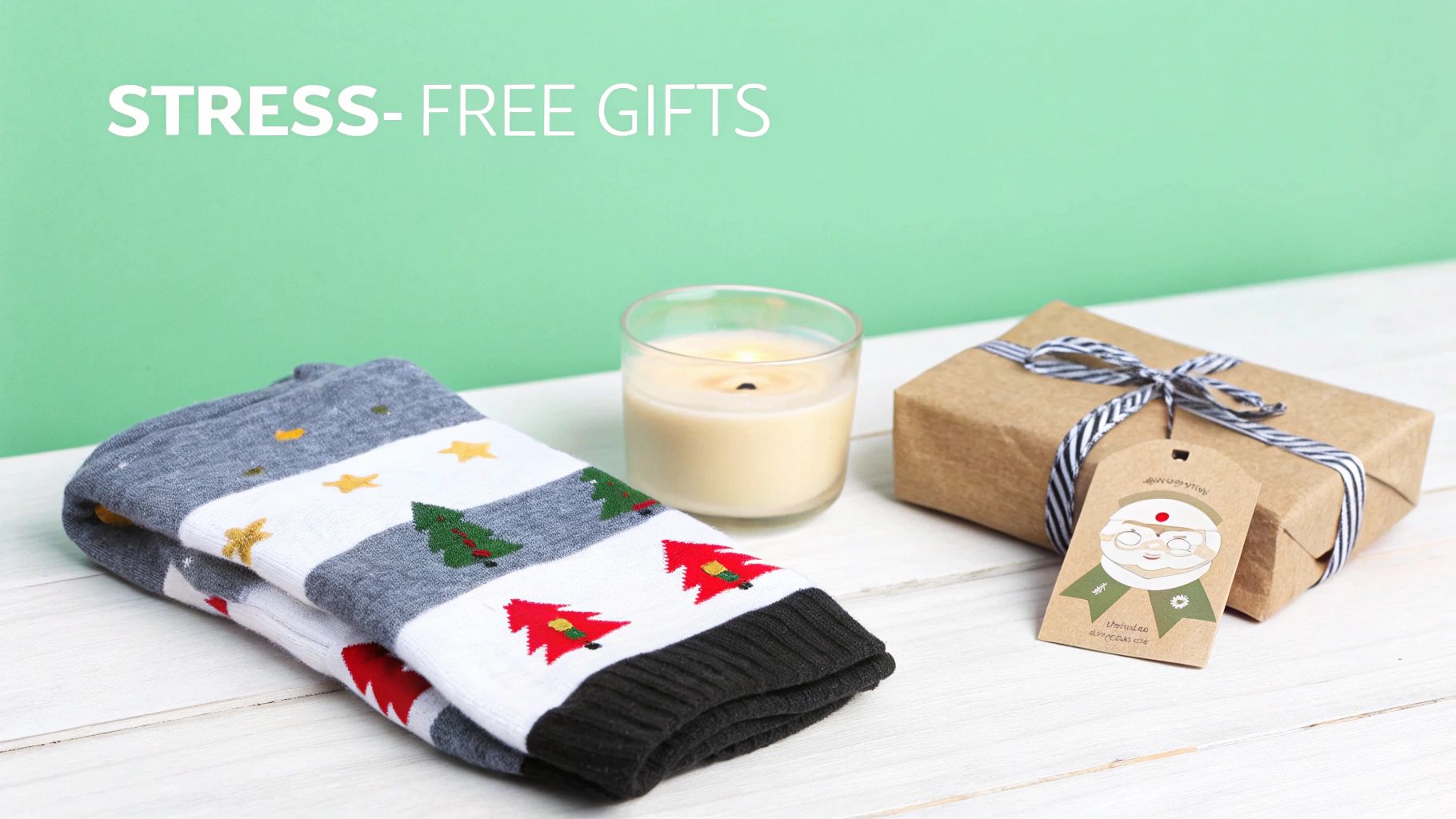 A person holding a small, thoughtful gift with a simple tag.