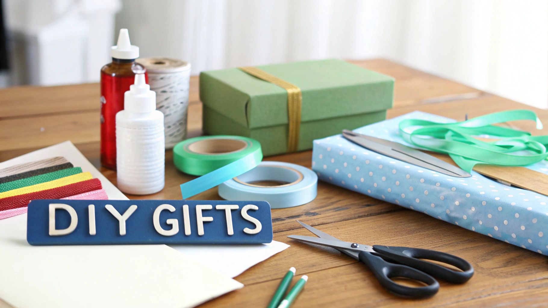 A person thoughtfully considering gift options in a store.